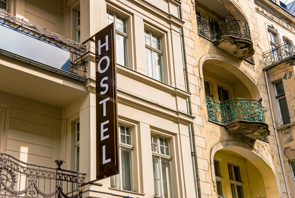 Hostel Letters Street Sign